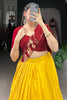 Stunning Mustard-Yellow Zari Weaving Chanderi Haldi Wear Lehenga Choli