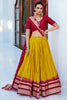 Glorious Mustard-Yellow Zari Weaving Chanderi Haldi Wear Lehenga Choli
