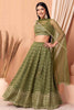 Beautiful Green Zari Embroidery Georgette Mehendi Wear Lehenga Choli