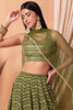 Beautiful Green Zari Embroidery Georgette Mehendi Wear Lehenga Choli