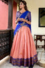 Astonishing Peach Zari Weaving Silk Event Wear Lehenga Choli