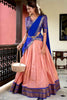 Astonishing Peach Zari Weaving Silk Event Wear Lehenga Choli