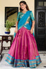 Dazzling Rani Pink Zari Weaving Silk Wedding Wear Lehenga Choli