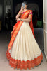 Sweet White Zari Weaving Paithani Silk Lehenga Choli With Dupatta