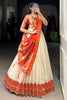 Sweet White Zari Weaving Paithani Silk Lehenga Choli With Dupatta