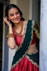 Beautiful Red Color Zari Weaving Narayan Pattu Half Saree Lehenga