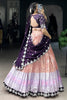Fabulous Peach Zari Weaving Silk Festive Wear Half Saree Lehenga