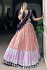 Fabulous Peach Zari Weaving Silk Festive Wear Half Saree Lehenga