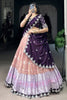 Fabulous Peach Zari Weaving Silk Festive Wear Half Saree Lehenga