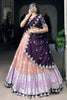 Fabulous Peach Zari Weaving Silk Festive Wear Half Saree Lehenga