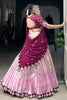 Astonishing Pink Zari Weaving Silk Traditional Half Saree Lehenga