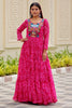 Bewitching Pink Gamthi Work Georgette Navratri Wear Gown