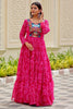 Bewitching Pink Gamthi Work Georgette Navratri Wear Gown