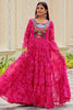 Bewitching Pink Gamthi Work Georgette Navratri Wear Gown
