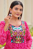 Bewitching Pink Gamthi Work Georgette Navratri Wear Gown
