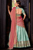 Attractive Sky-Blue Zari Weaving Silk Traditional Half Saree Lehenga