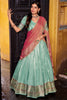 Attractive Sky-Blue Zari Weaving Silk Traditional Half Saree Lehenga