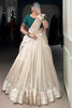 Wonderful Cream Border Work Silk Onam Special Half Saree Lehenga