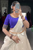 Captivating Cream Border Work Silk Traditional Half Saree Lehenga