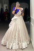 Captivating Cream Border Work Silk Traditional Half Saree Lehenga