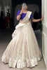 Captivating Cream Border Work Silk Traditional Half Saree Lehenga