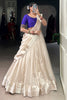 Captivating Cream Border Work Silk Traditional Half Saree Lehenga