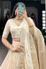 Attractive Off-White Weaving Work Silk Wedding Wear Lehenga Choli