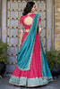 Adorable Blush Pink Zari Weaving Border Vichitra Silk Half Saree Lehenga