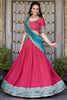 Adorable Blush Pink Zari Weaving Border Vichitra Silk Half Saree Lehenga