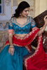 Alluring Teal Blue Border Work Vichitra Silk Half Saree Lehenga