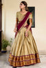 Amazing Beige Zari Weaving Silk Function Lehenga Choli With Dupatta