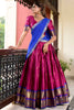 Glamorous Magenta Color Zari Weaving Silk Festival Wear Lehenga Choli