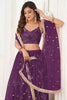 Dazzling Purple Sequins Net Engagement Wear Lehenga Choli