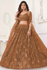 Wonderful Brown Color Sequins Net Wedding Wear Lehenga Choli