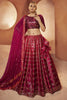 Tantalizing Magenta Sequins Velvet Bridesmaid Lehenga Choli