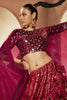 Tantalizing Magenta Sequins Velvet Bridesmaid Lehenga Choli