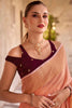 Fascinating Peach Weaving Tissue Silk Wedding Wear Saree With Blouse