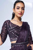 Beautiful Purple Color Satin Silk Ready To Wear Saree With Blouse