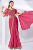 Amazing Pink Color Satin Silk Pre-Stitched Saree With Blouse