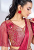 Amazing Pink Color Satin Silk Pre-Stitched Saree With Blouse