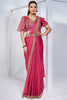 Amazing Pink Color Satin Silk Pre-Stitched Saree With Blouse