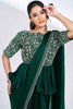 Marvelous Teal Green Chiffon Pre-Stitched Saree With Blouse