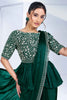 Marvelous Teal Green Chiffon Pre-Stitched Saree With Blouse