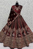 Fantastical Maroon Velvet Bridal Lehenga Choli With Double Dupatta