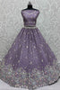 Surprising Purple Sequins Work Chinon Reception Wear Lehenga Choli