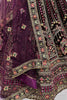 Flashy Purple Velvet Bridal Lehenga Choli With Double Dupatta