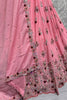 Adorable Peach Embroidered Chinon Reception Wear Lehenga Choli