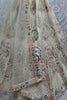 Awesome Off-White Lace Work Net Bridesmaid Lehenga Choli With Dupatta