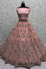 Incredible Peach Sequins Work Net Bridesmaid Lehenga Choli