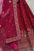 Glamorous Red Velvet Bridal Lehenga Choli With Double Dupatta